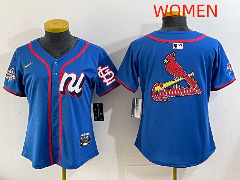 Women 2025 St.Louis Cardinals Blank Blue All star Nike MLB Jersey style 03->women mlb jersey->Women Jersey